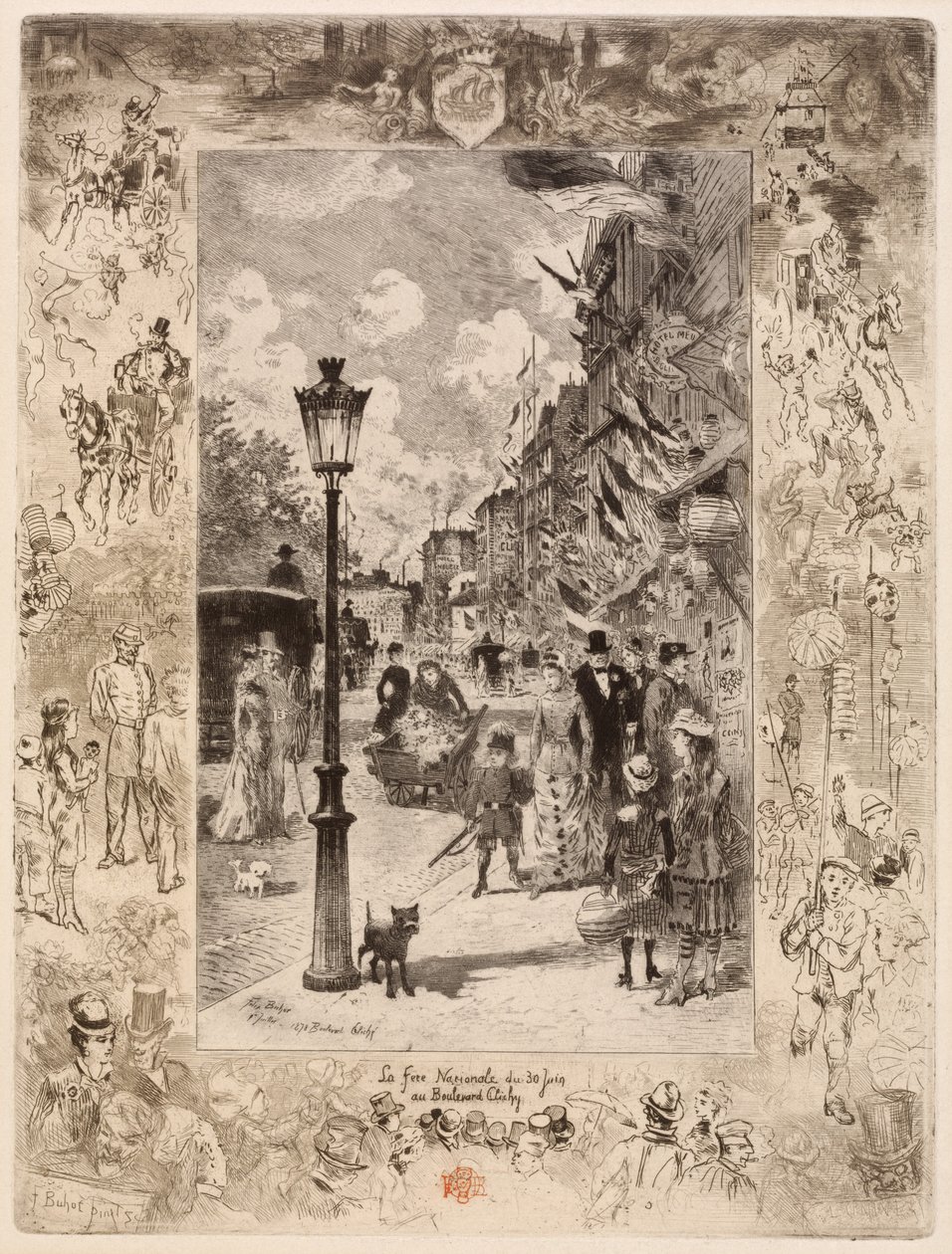 Nationalfeiertag am Boulevard Clichy von Felix Hilaire Buhot