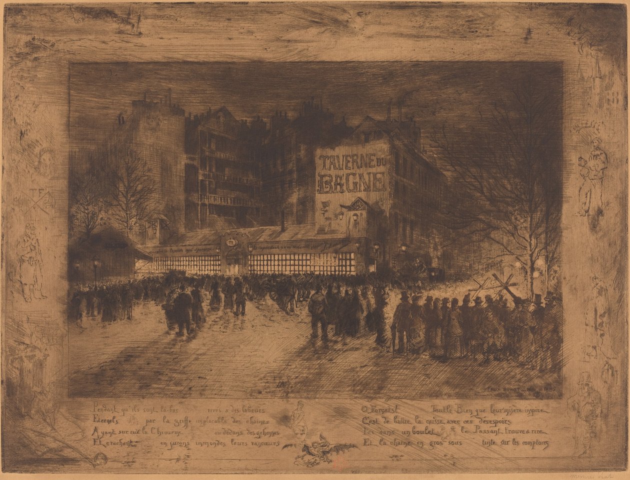 La Place des Martyrs und La Taverne du Bagne, 1885 von Felix Hilaire Buhot
