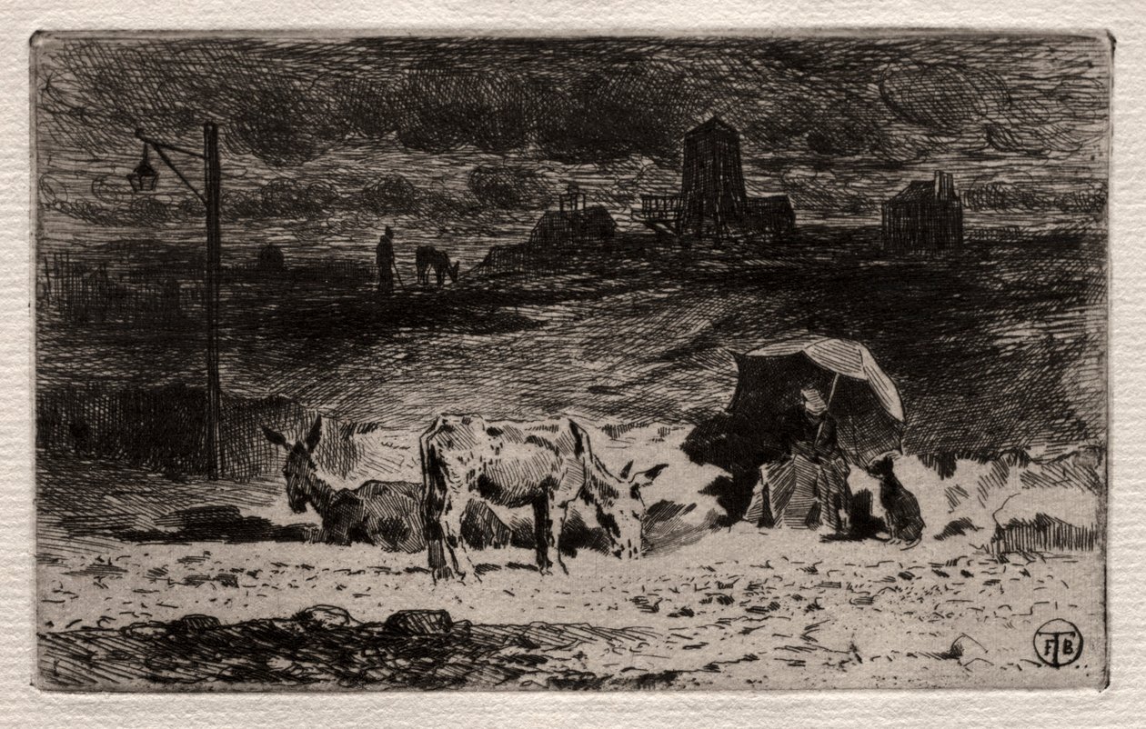 Die Esel am Hügel der Cailles, um 1875 von Felix Hilaire Buhot