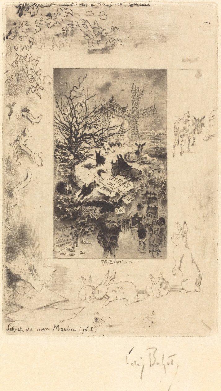 Titelseite für "Lettres de Mon Moulin" von Felix Hilaire Buhot