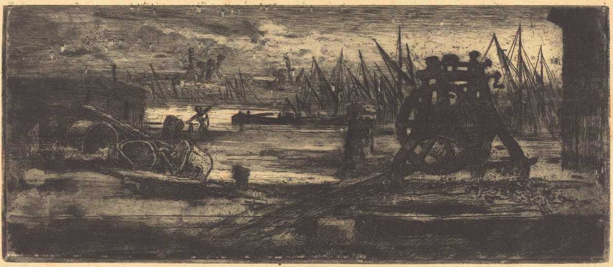 Eine alte Werft in Rochester von Felix Hilaire Buhot