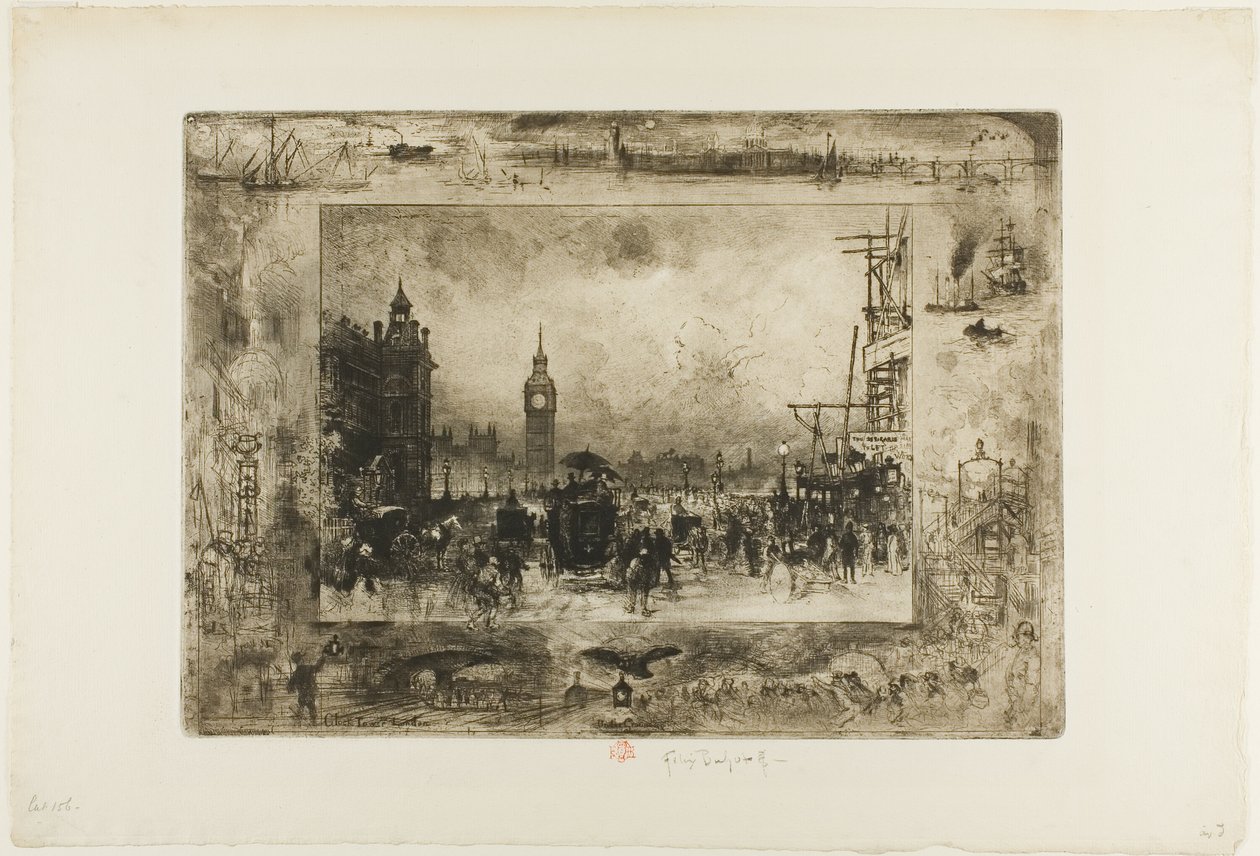 Westminster Uhrturm von Felix Hilaire Buhot