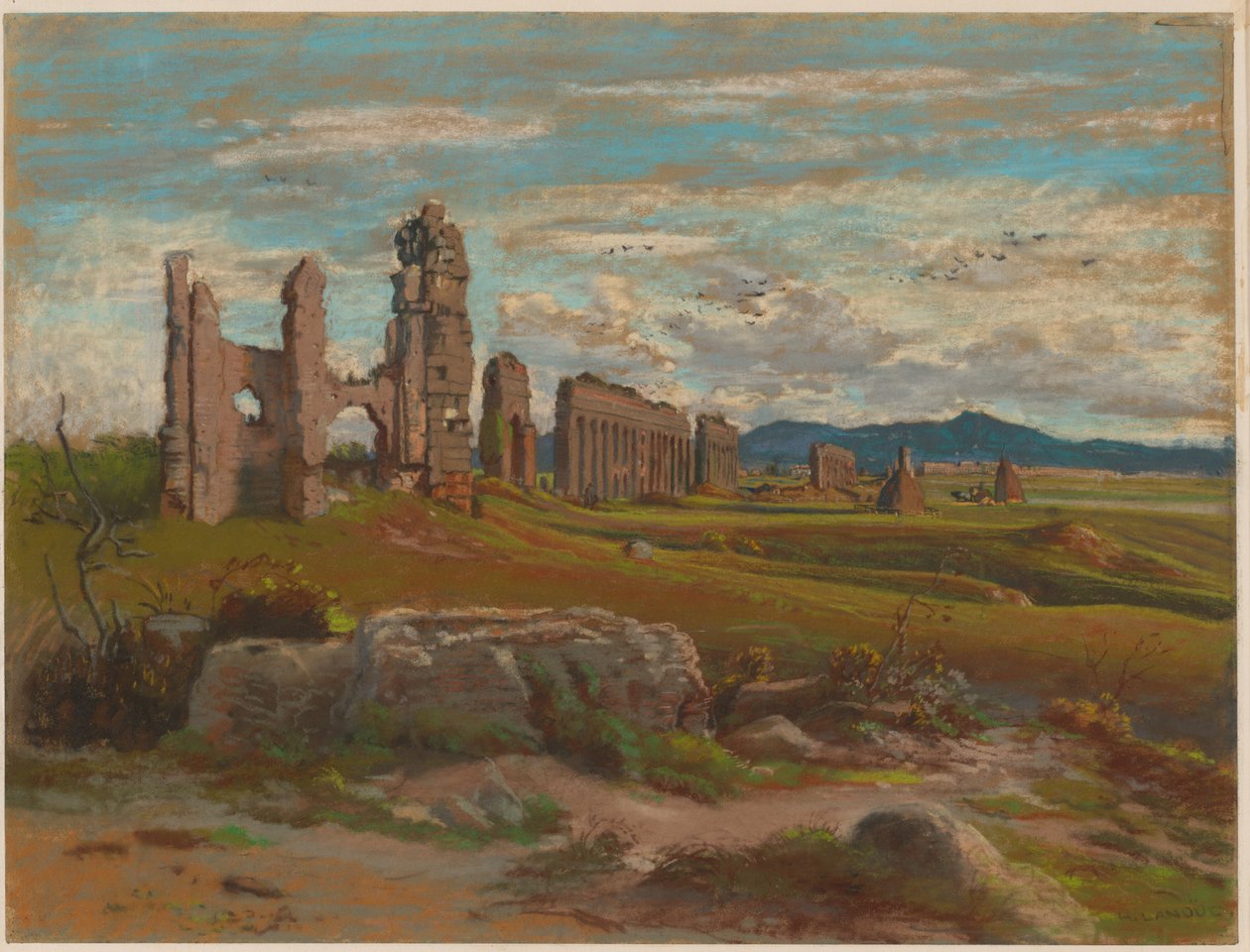 Die Aqua Claudia in der römischen Campagna von Felix Hippolyte Lanoue