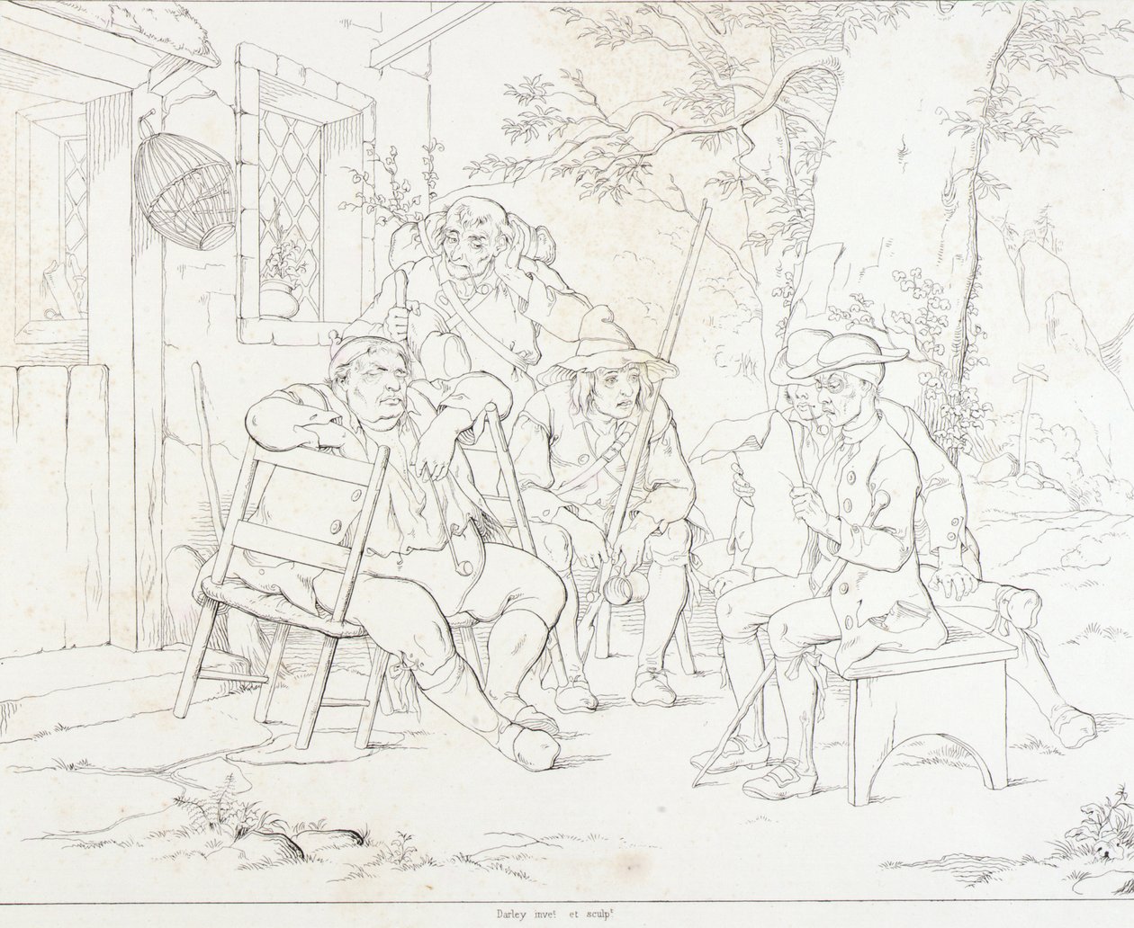 (Rip Van Winkle, Illustration) Rip mit Junto im Dorfgasthaus von Felix Octavius Carr Darley