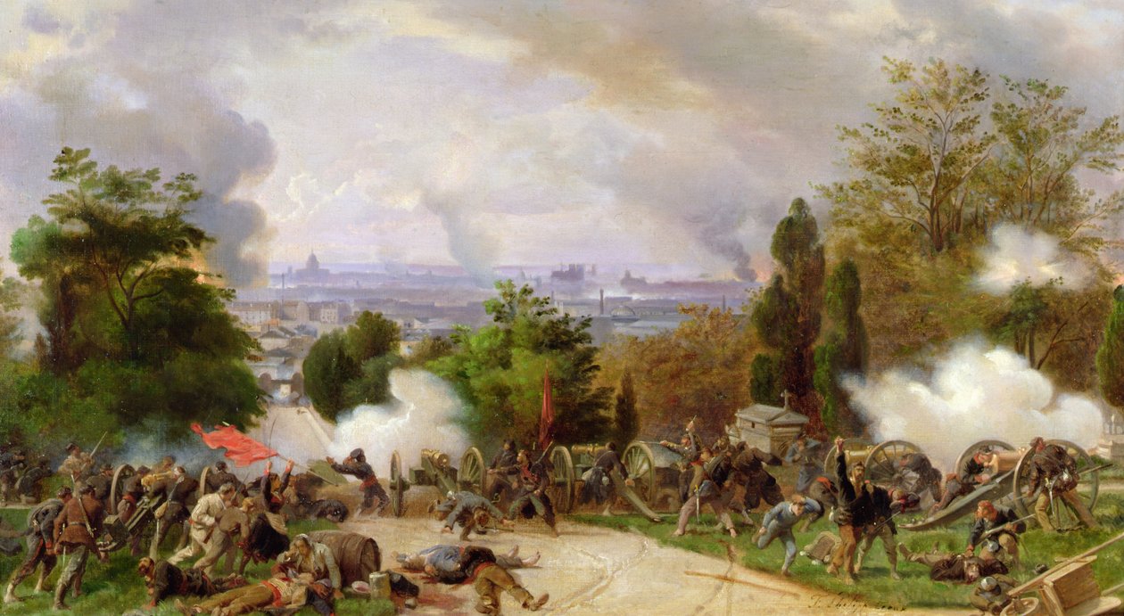 Kämpfe auf dem Friedhof Père Lachaise 1871 von Felix Philippoteaux