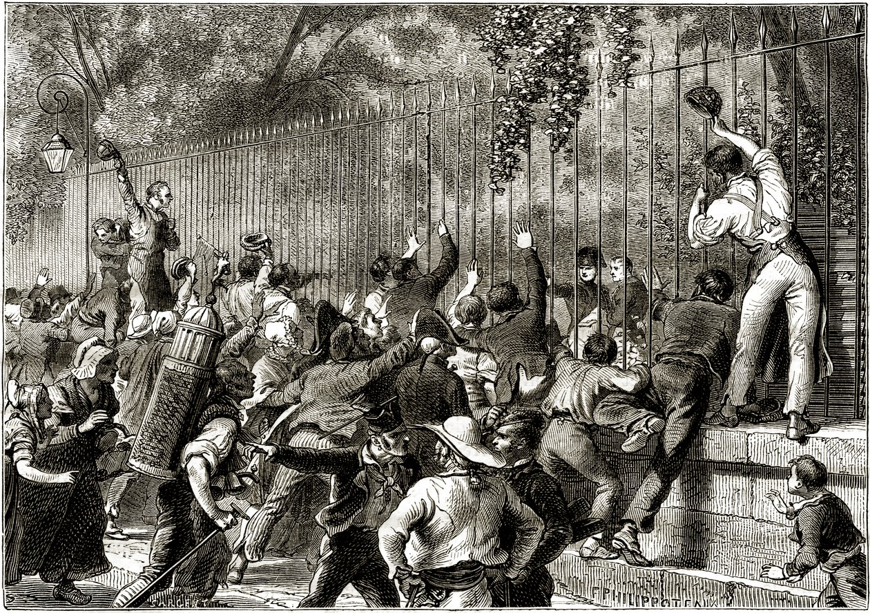 Die Menge in Paris bejubelt Napoleon I., begleitet von Lucien Bonaparte von Felix Philippoteaux
