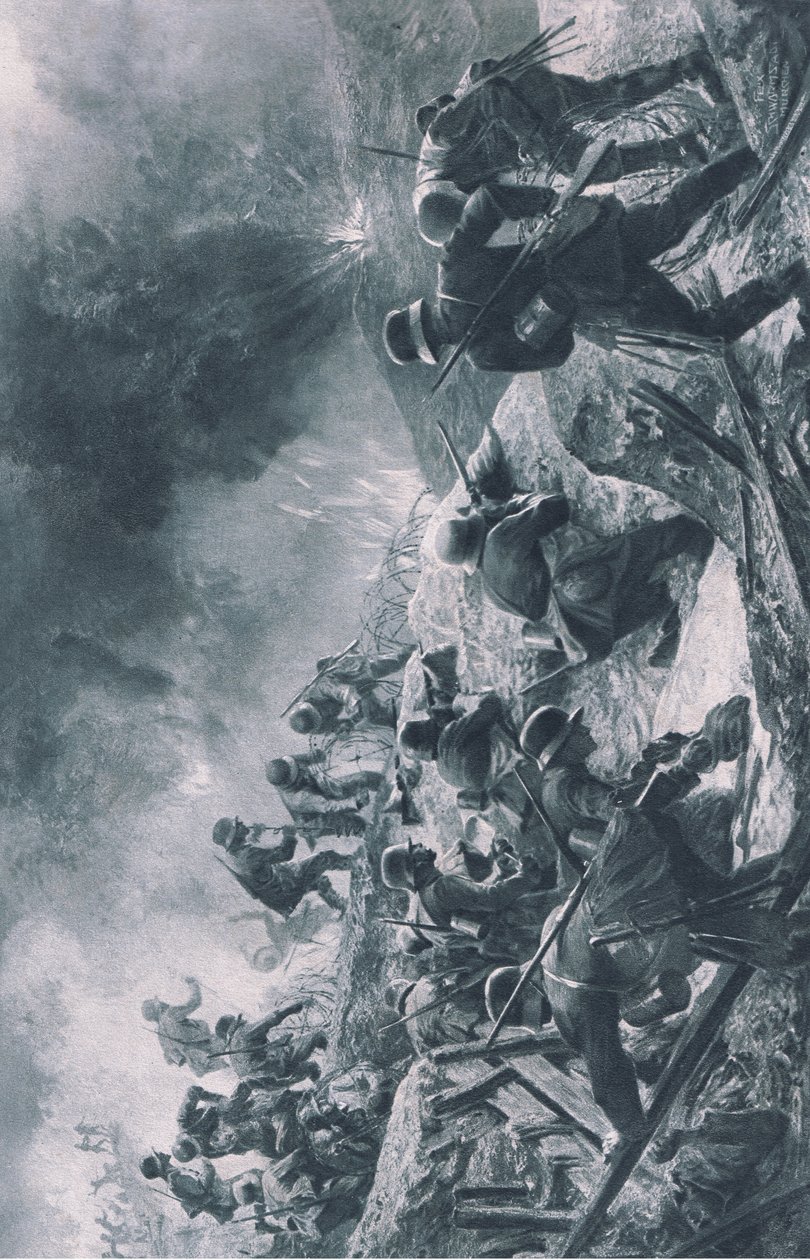 Angriff, Illustration aus Hindenburg, veröffentlicht von Daterlandischer Derlag C U Weller Berlin von Felix Schwormstadt