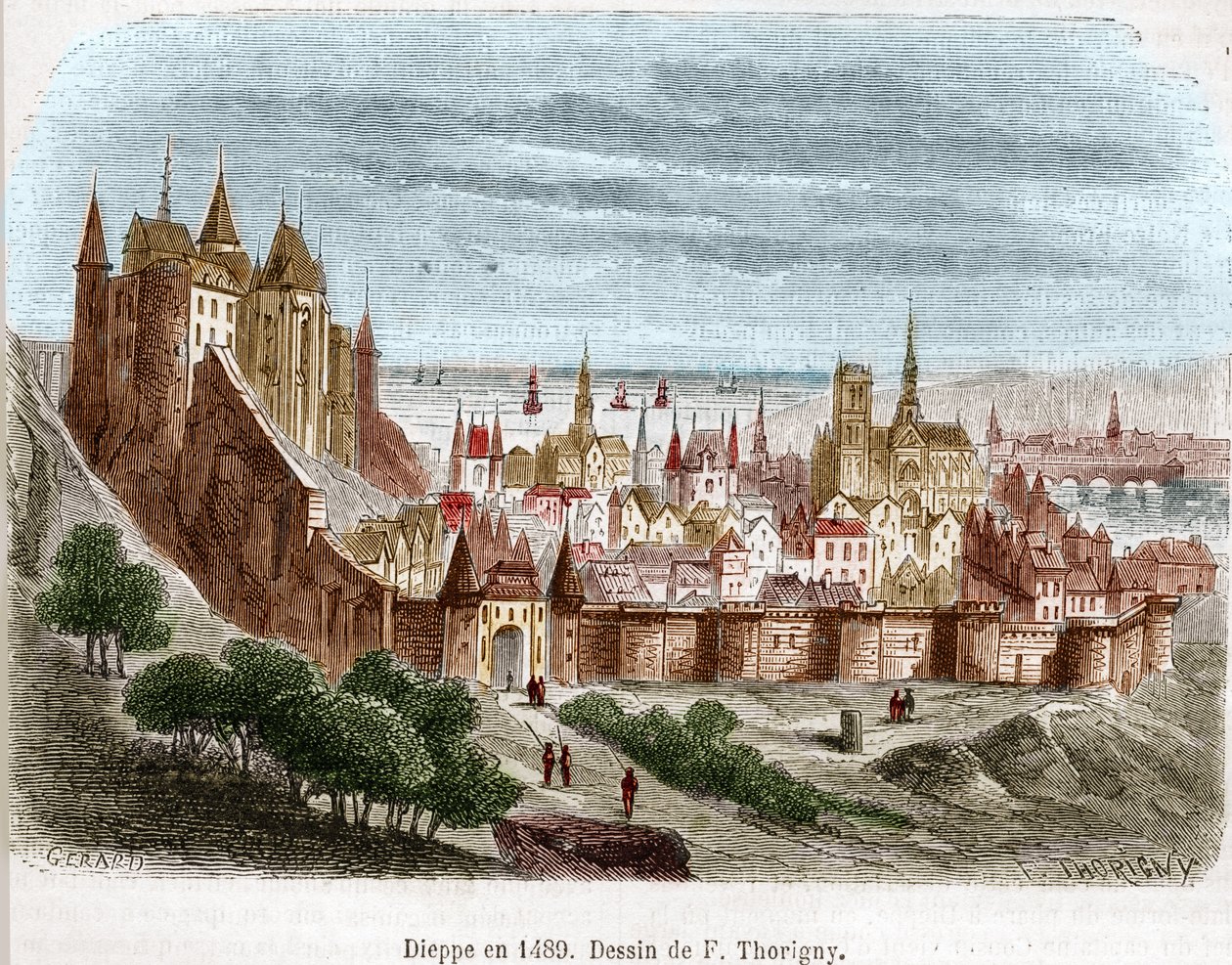 Die Stadt Dieppe mit ihrer Burg (Seine Maritime) (76) in der Normandie im Jahr 1489. von Felix Thorigny