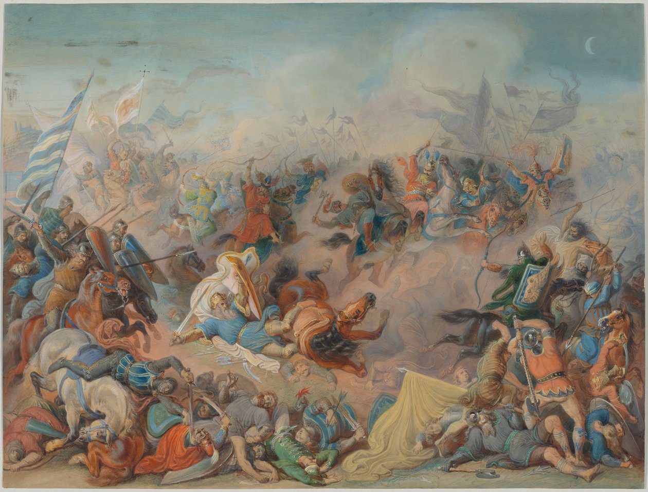 Tod Herzog Luitpolds in der Ungarn-Schlacht 907 bei Preßburg von Feodor (Theodor) Dietz