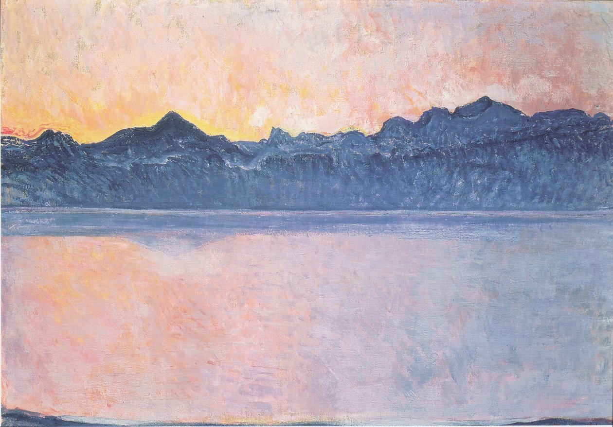 Genfersee mit Mont-Blanc im Morgenlicht von Ferdinand Hodler