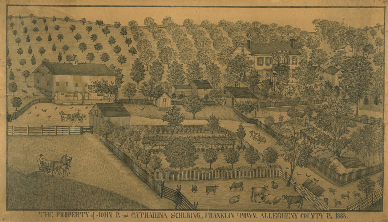 Das Eigentum von John P. und Catharina Schuring, Franklin Town, Allegheny County, Pennsylvania, 1883 von Ferdinand A. Brader