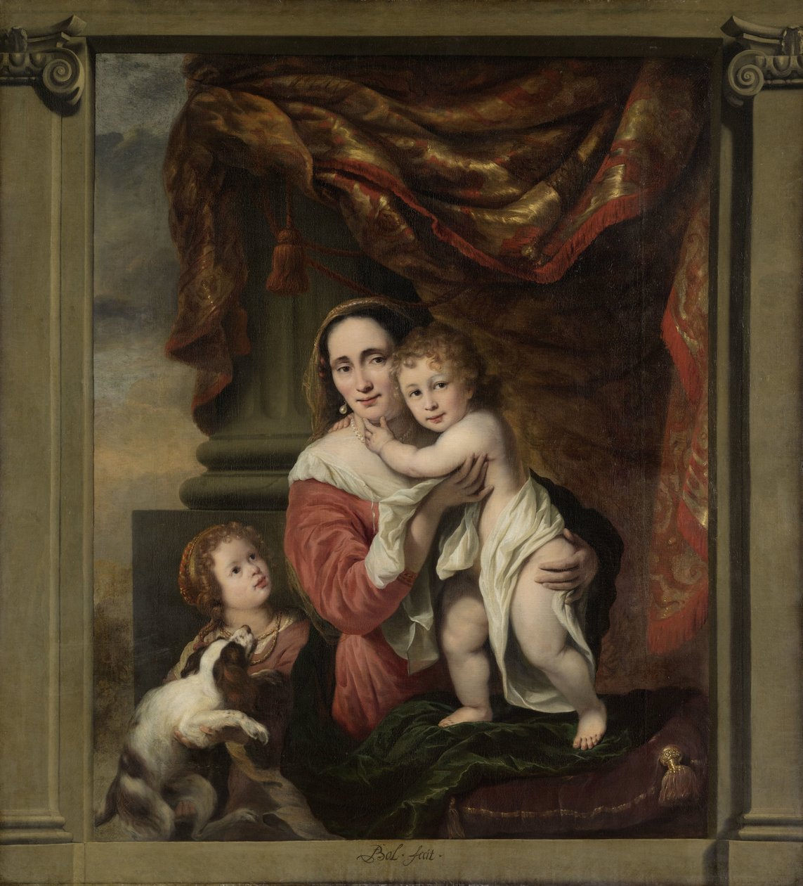 Caritas: Joanna de Geer (1629-1691) mit ihren Kindern Cecilia Trip (1660-1728) und Laurens Trip (geb. 1662) von Ferdinand Bol