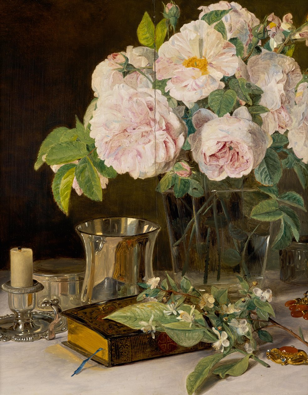Rosen im Glas von Ferdinand Georg Waldmuller: Kunstdruck