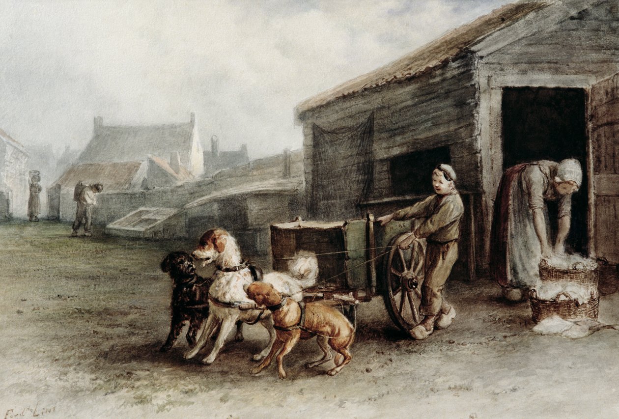 Ein Hundewagen, Holland, um 1890 von Ferdinand Lintz