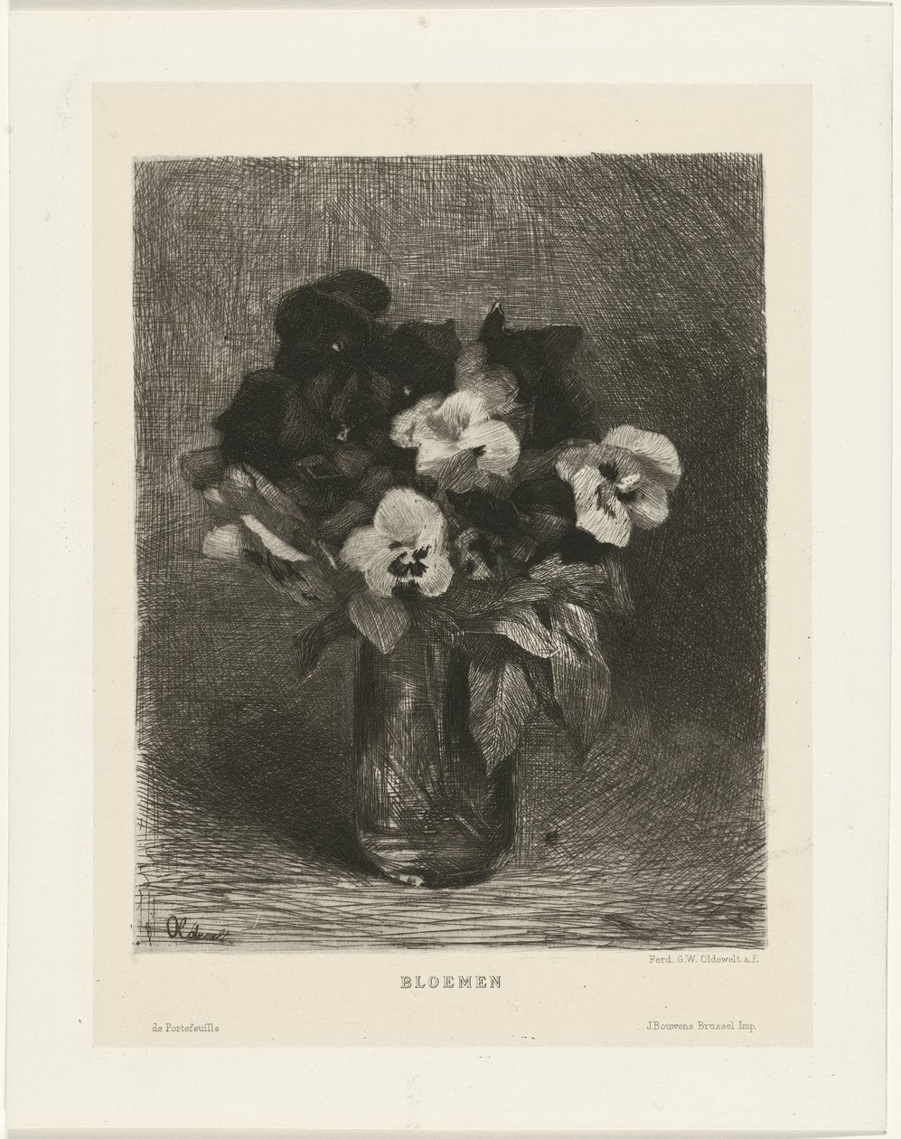 Veilchen in einer Vase von Ferdinand Oldewelt