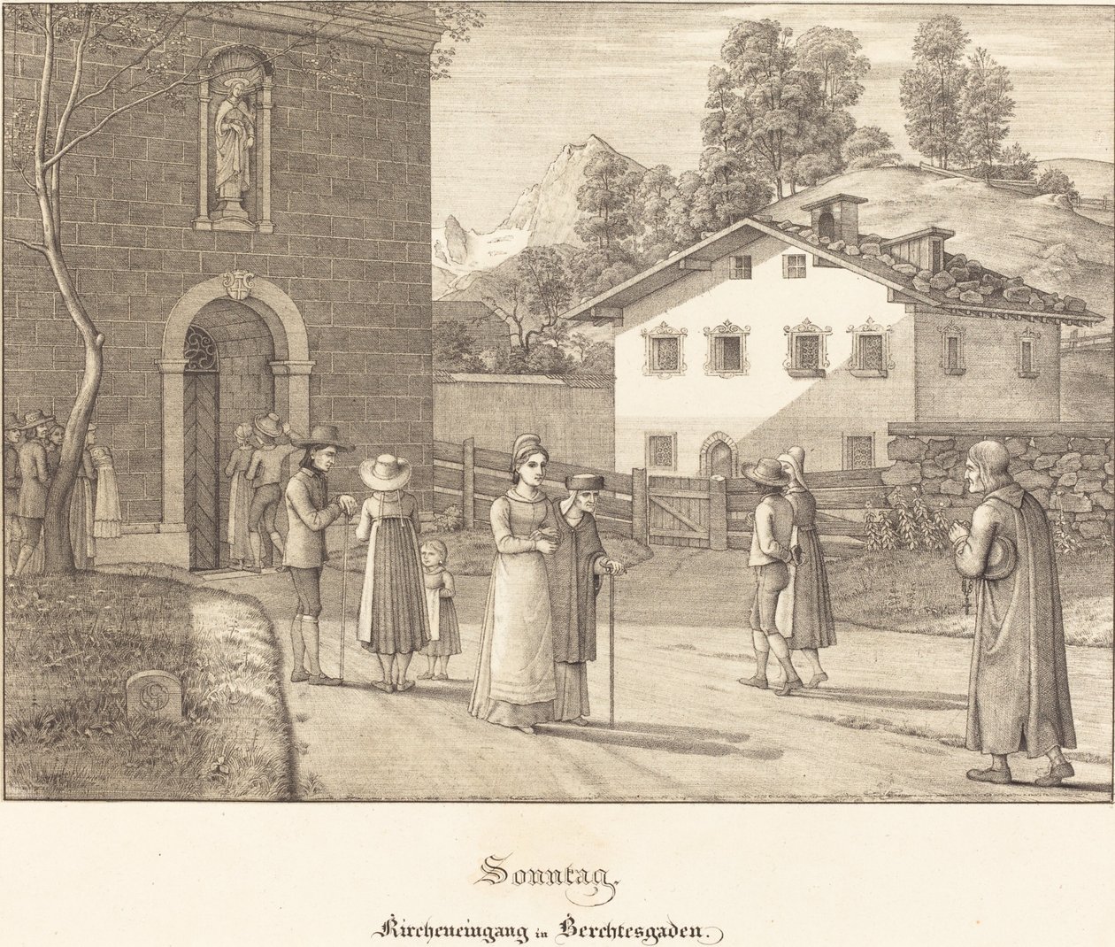 Sonntag - Kircheneingang in Berchtesgaden von Ferdinand Olivier