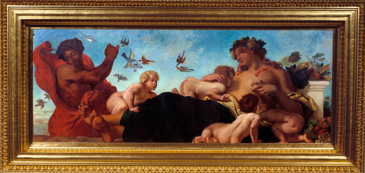 Landwirtschaft Eine Mutter stillt ihre Kinder. Gemälde von Eugene Delacroix von Ferdinand Victor Eugene Delacroix
