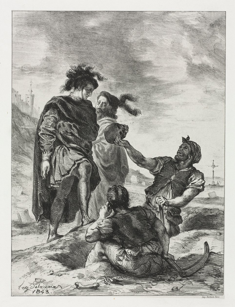 Hamlet: Hamlet und Horatio mit den Totengräbern, 1843 von Ferdinand Victor Eugene Delacroix