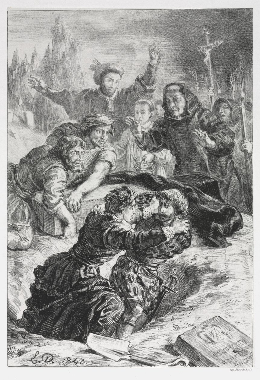 Hamlet: Hamlet und Laertes im Grab von Ophelia von Ferdinand Victor Eugene Delacroix