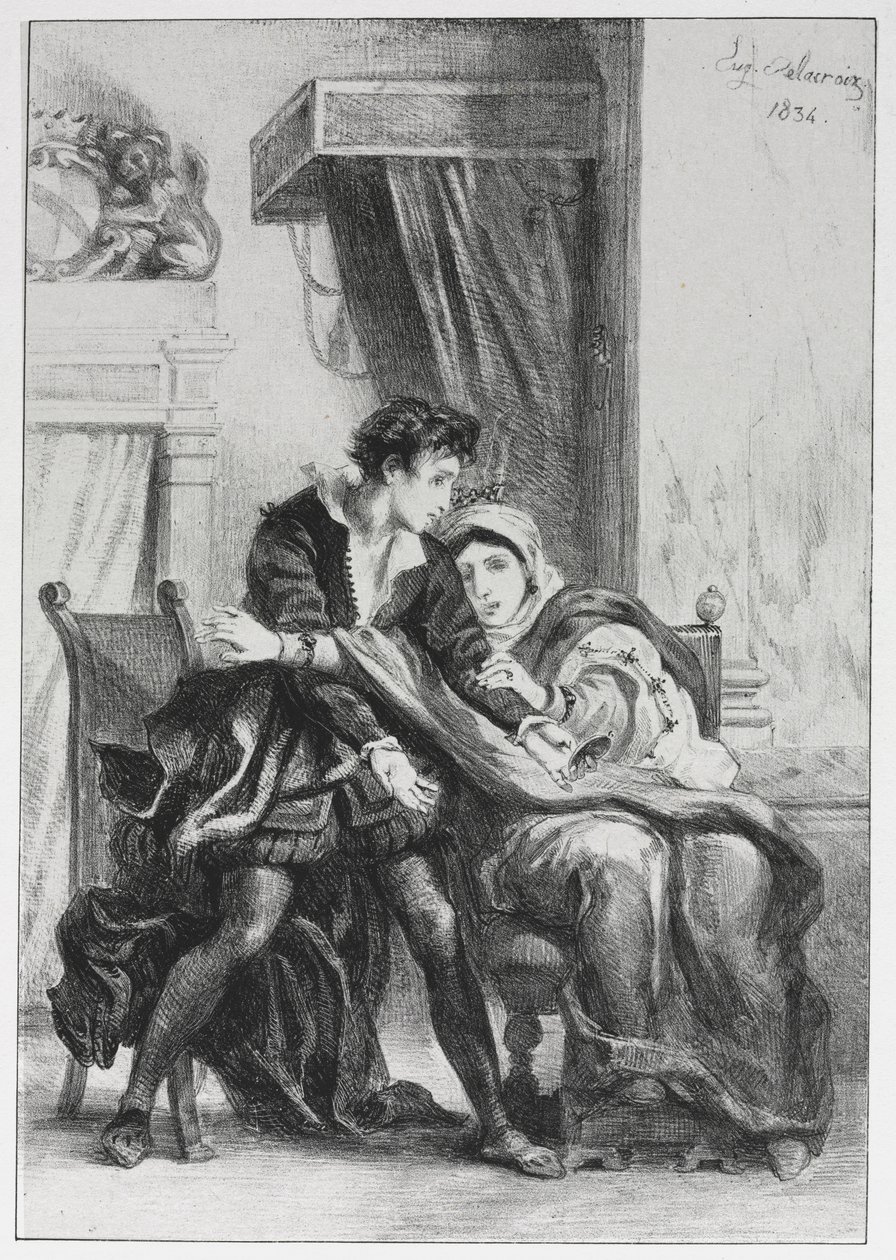 Hamlet und die Königin, 1834 von Ferdinand Victor Eugene Delacroix