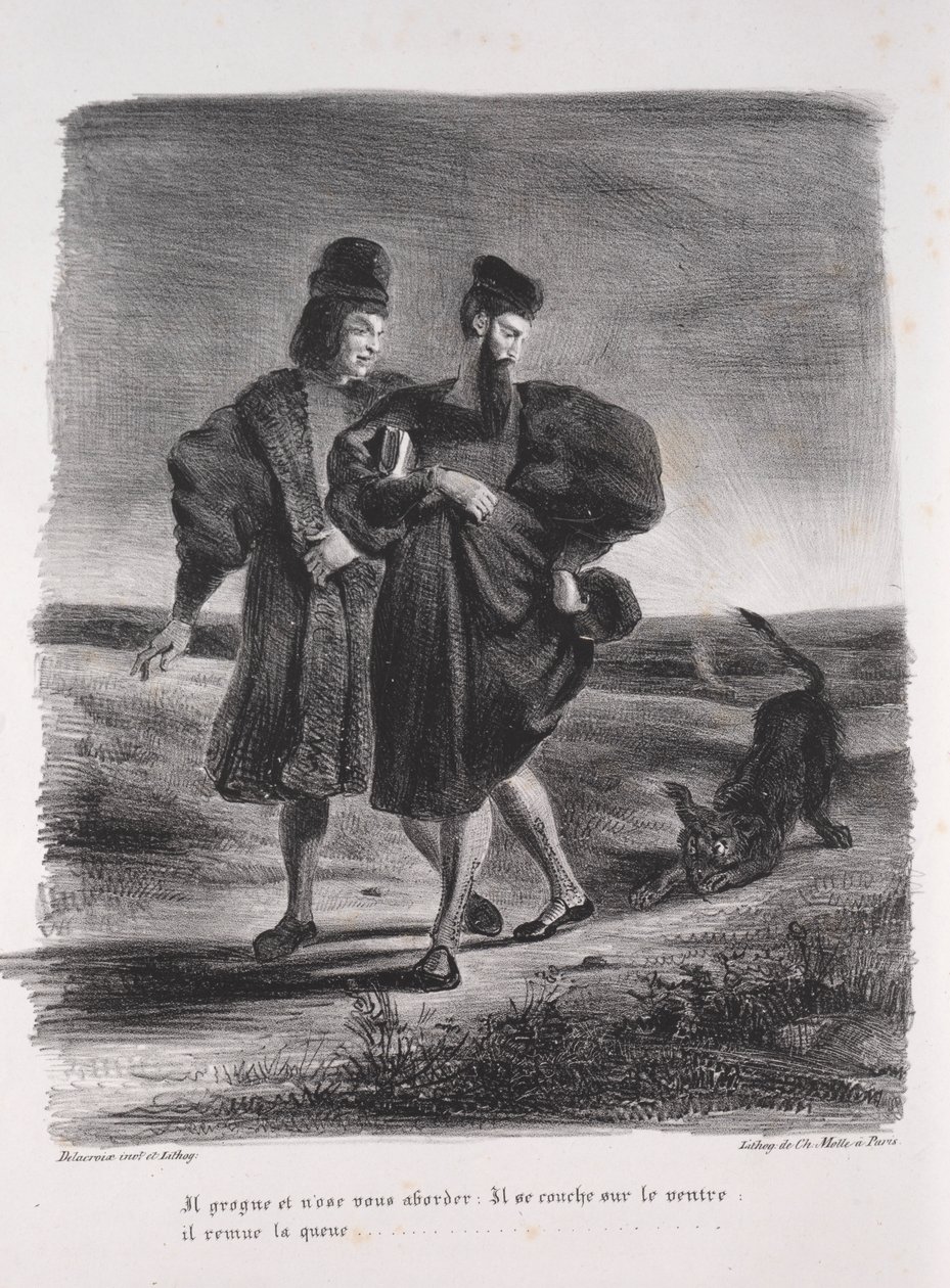 Illustrationen für Faust: Faust, Méphistophélés und der Barbet von Ferdinand Victor Eugene Delacroix