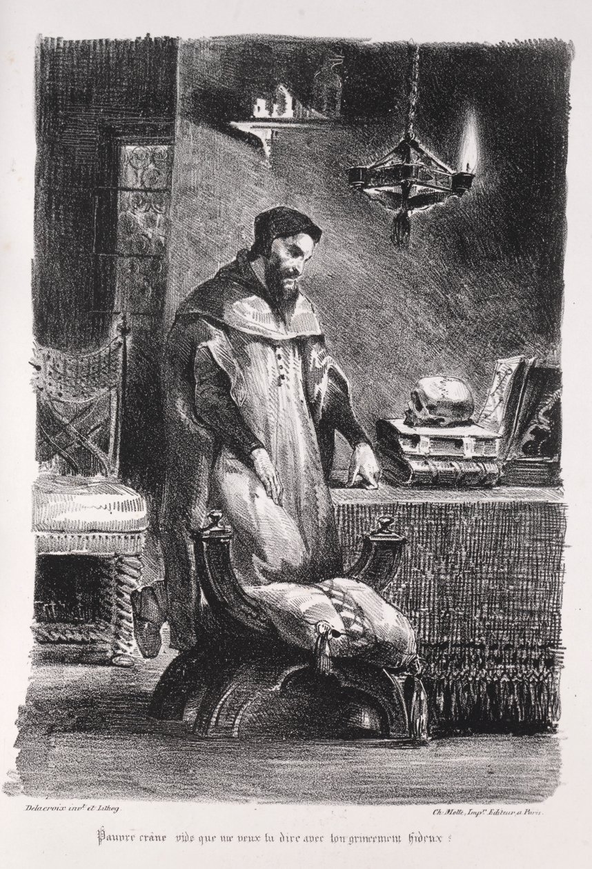 Illustrationen für Faust: Faust in seinem Ankleidezimmer, 1828 von Ferdinand Victor Eugene Delacroix