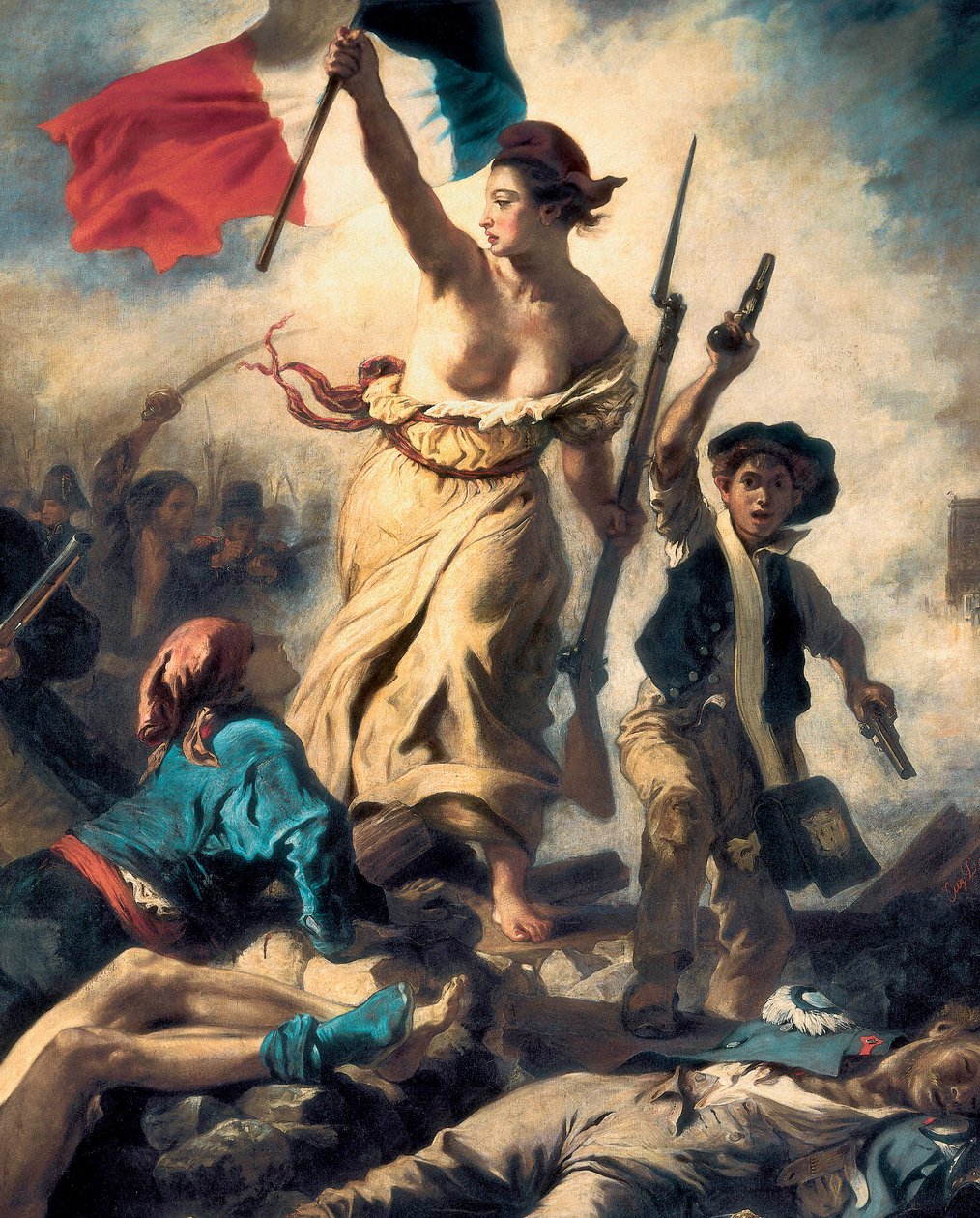 Die Freiheit führt das Volk, 28. Juli 1830, ca. 1830-31 (Detail) (Öl auf Leinwand) von Ferdinand Victor Eugene Delacroix