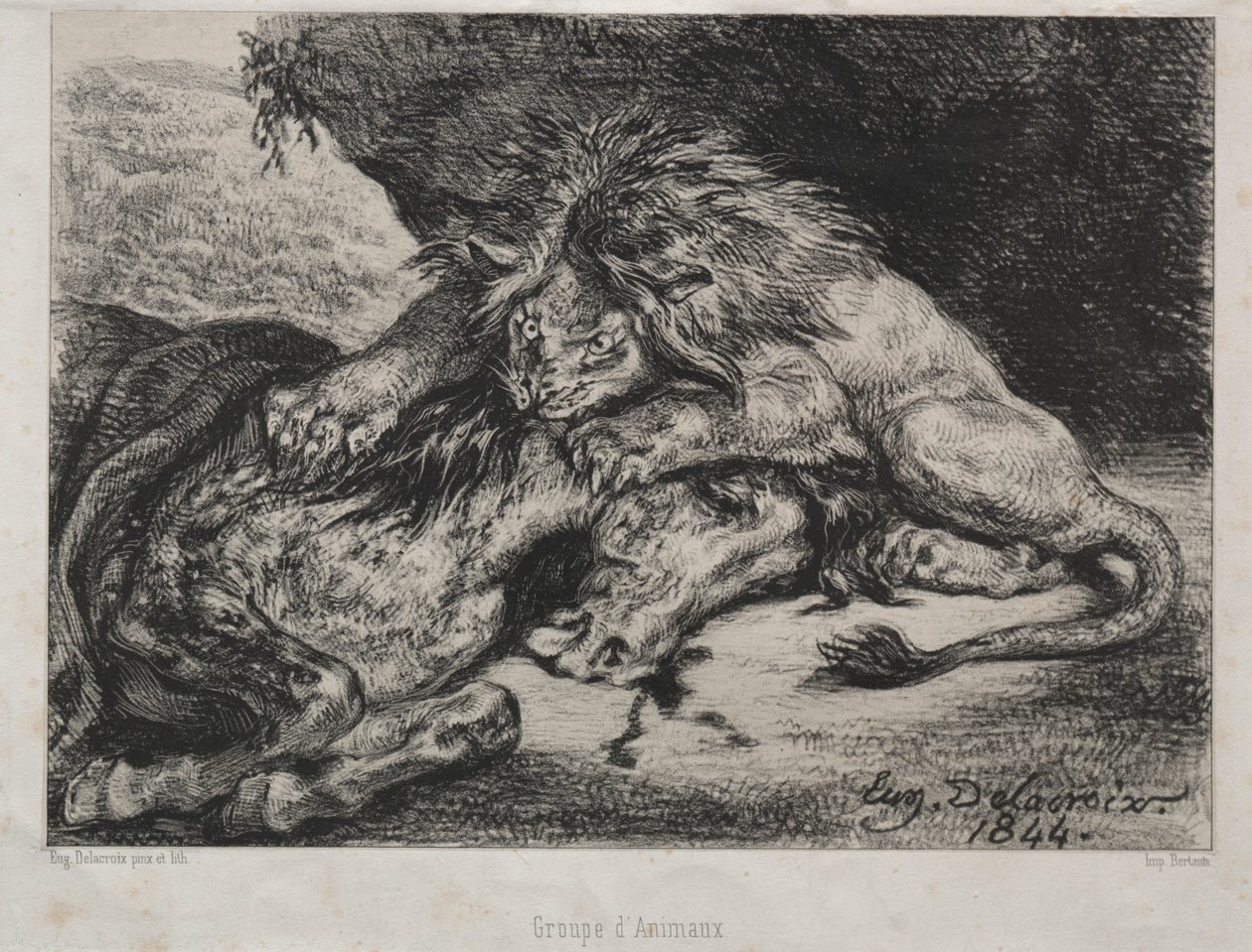 Löwe verschlingt ein Pferd, 1844 von Ferdinand Victor Eugene Delacroix