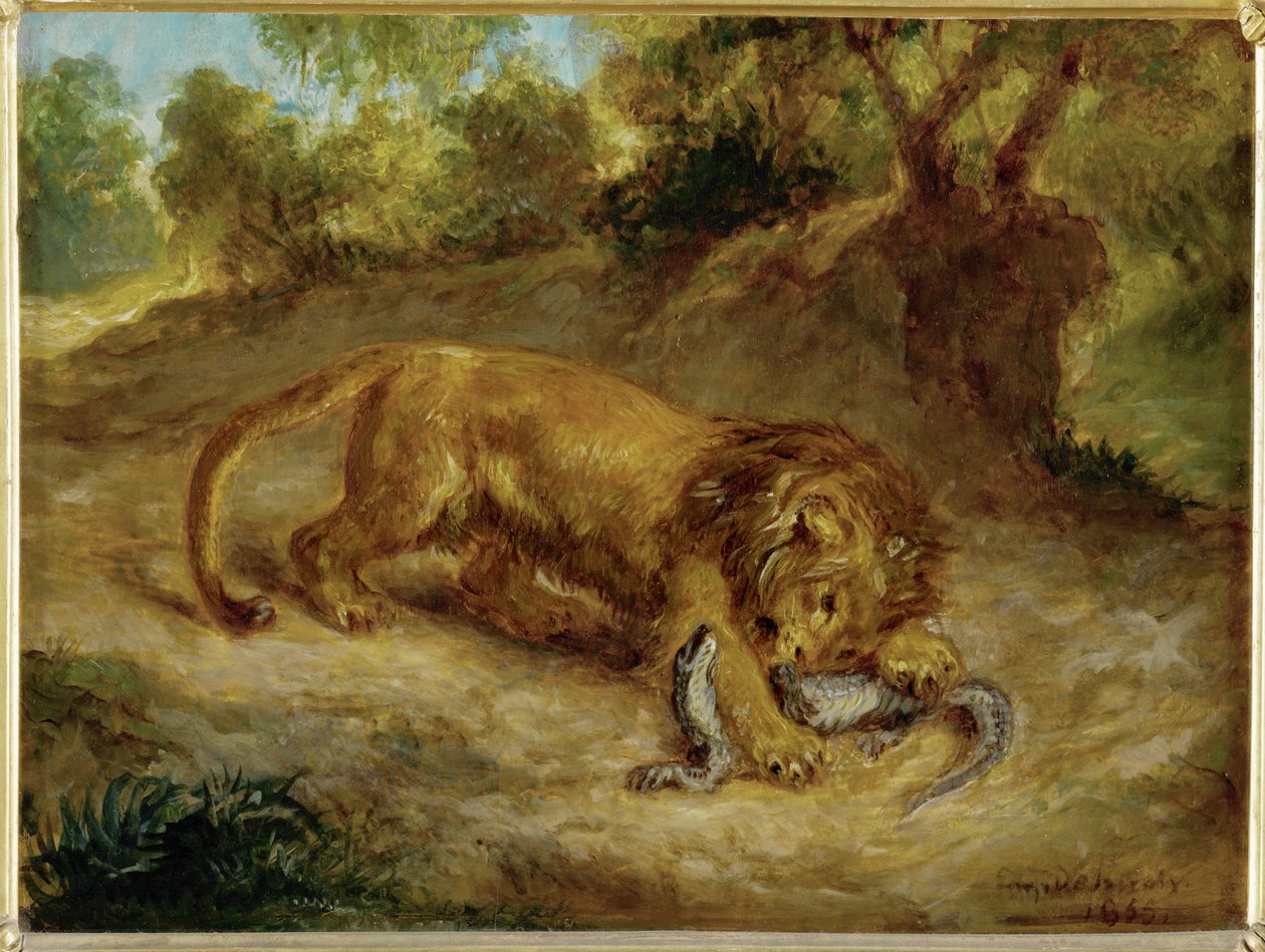 Löwe und Kaiman von Ferdinand Victor Eugene Delacroix