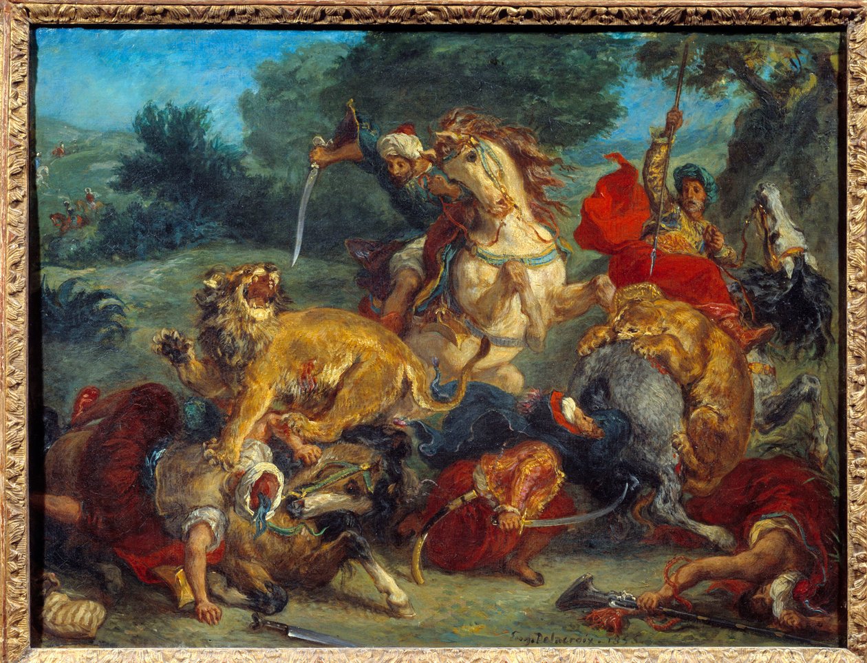 Löwenjagd von Ferdinand Victor Eugene Delacroix