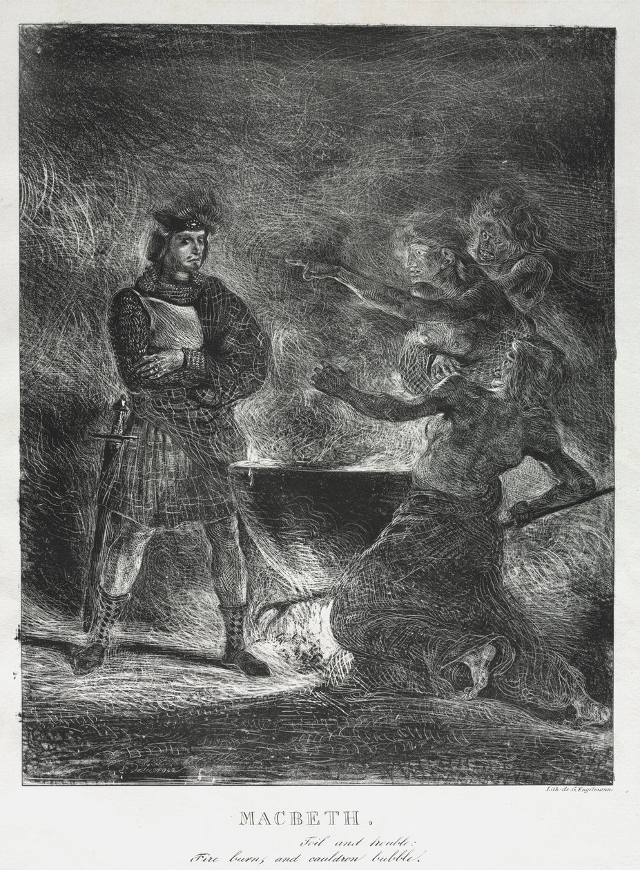 Macbeth konsultiert die Hexen, 1825 von Ferdinand Victor Eugene Delacroix