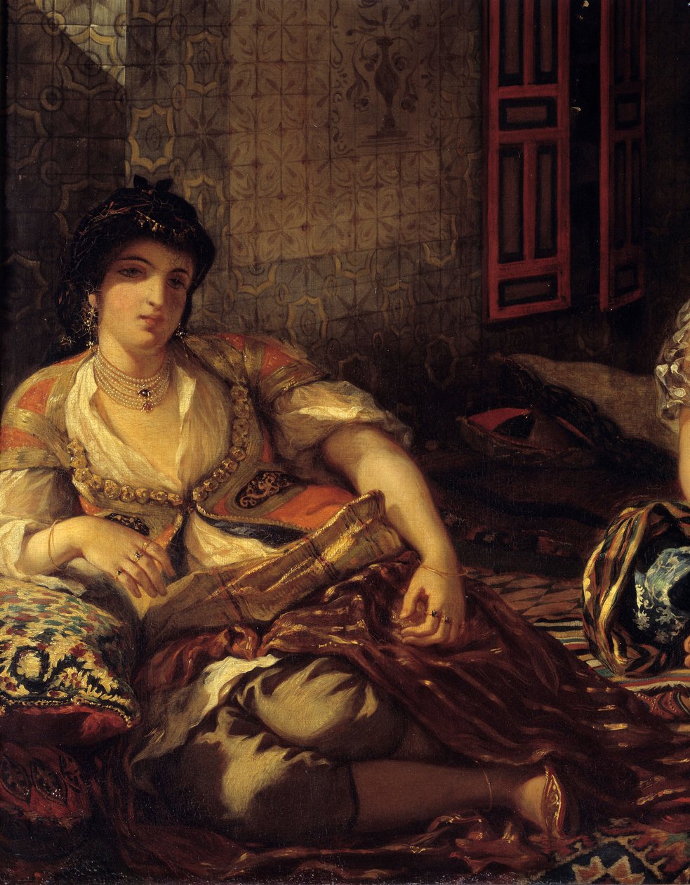 Die Frauen von Algier in ihrem Detail-Apartment. Gemälde von Eugene Delacroix (1798-1863) 1834 Dim. 1,80 x 2,29 m Paris, Louvre Museum von Ferdinand Victor Eugene Delacroix