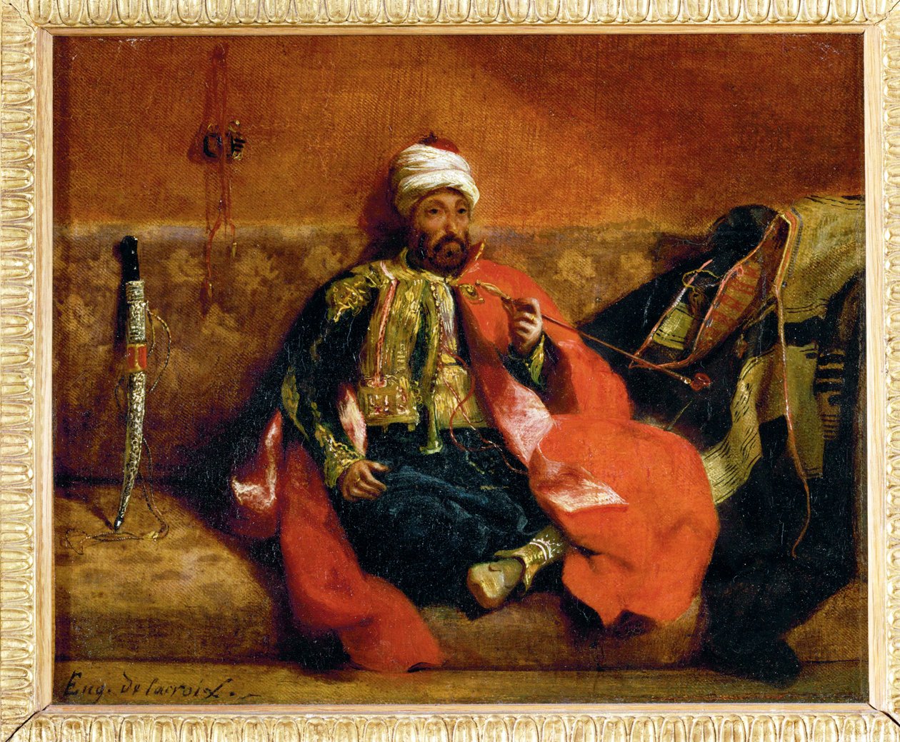 Türke, rauchend auf einem Diwan von Ferdinand Victor Eugene Delacroix