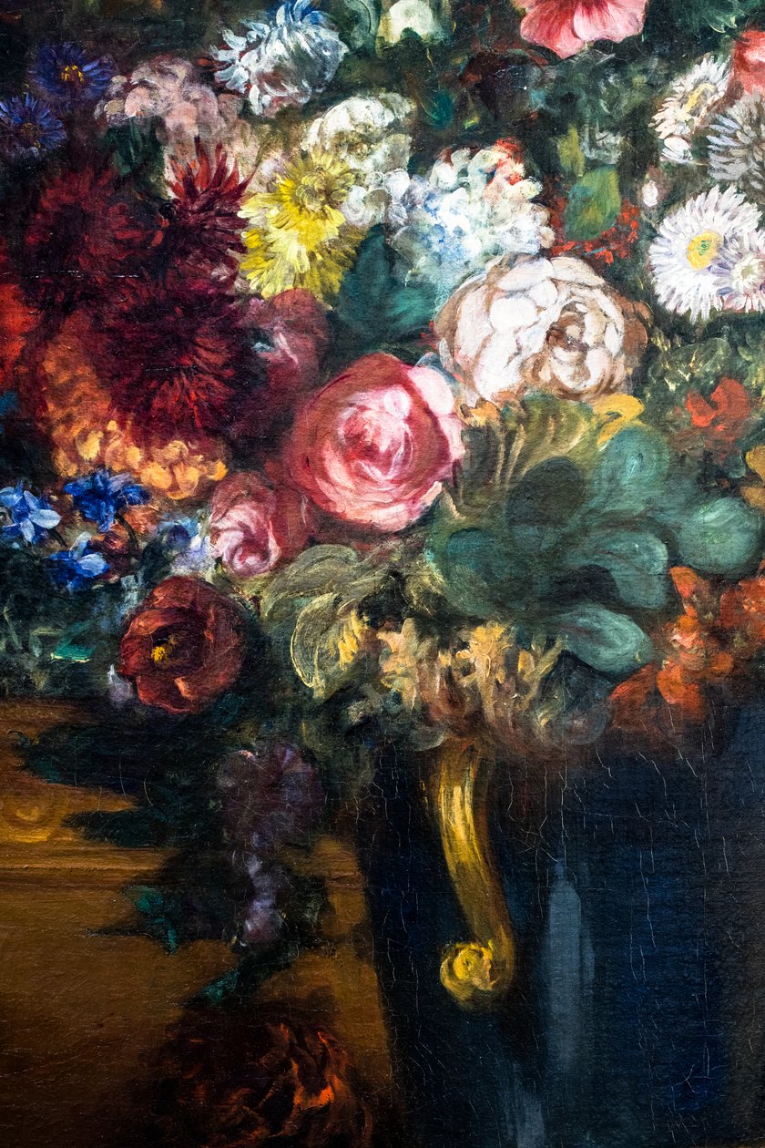 Blumenvase auf einer Konsole (Detail) von Ferdinand Victor Eugene Delacroix
