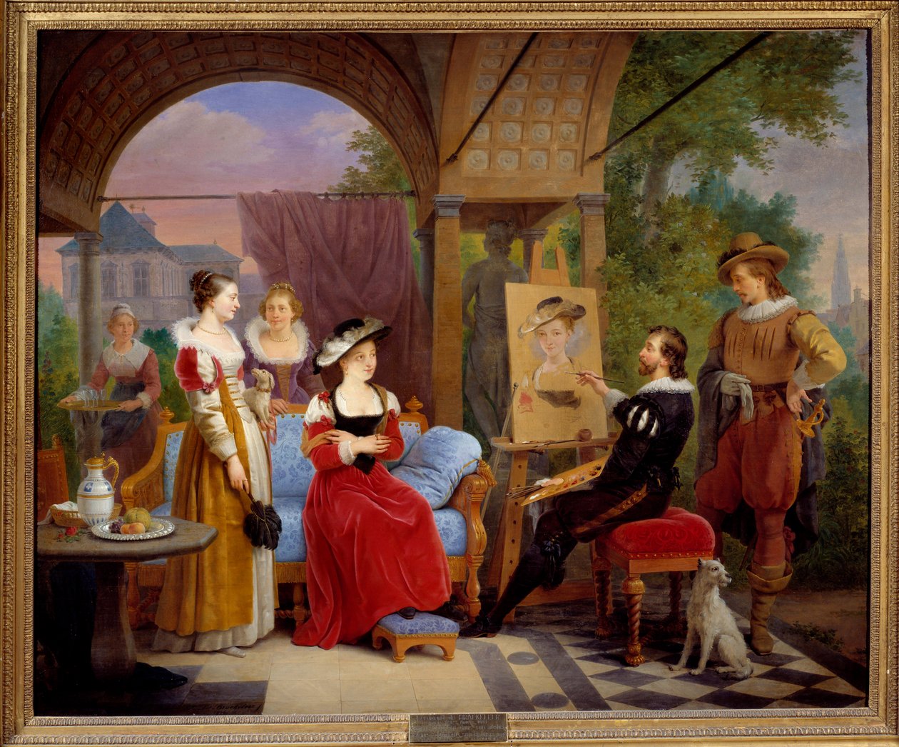 Pierre Paul Rubens in seiner Werkstatt, seine Modell ist Suzanne Fourment, seine Schwägerin. Gemälde von Ferdinand de Braekeleer dit l