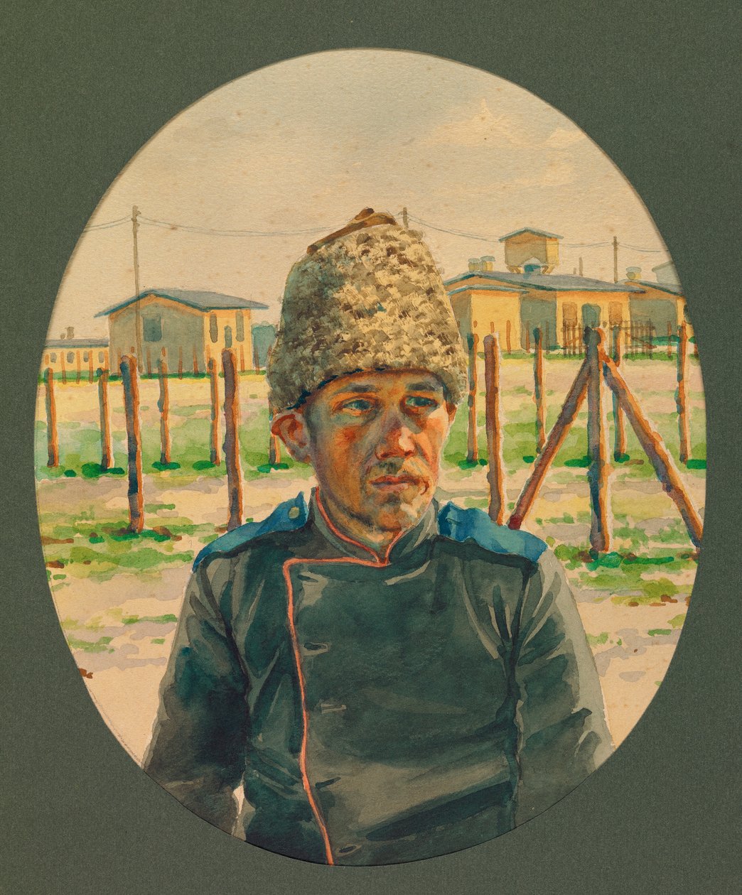 Porträt eines russischen Artilleristen, der das Krankenhaus verlässt, Gustrow von Fernand Barbier