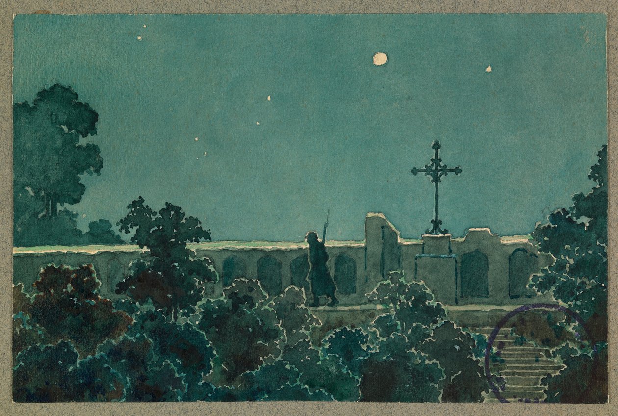 Das Kalvarienberg in Vailly in der Nacht des 27. Oktober von Fernand Barbier