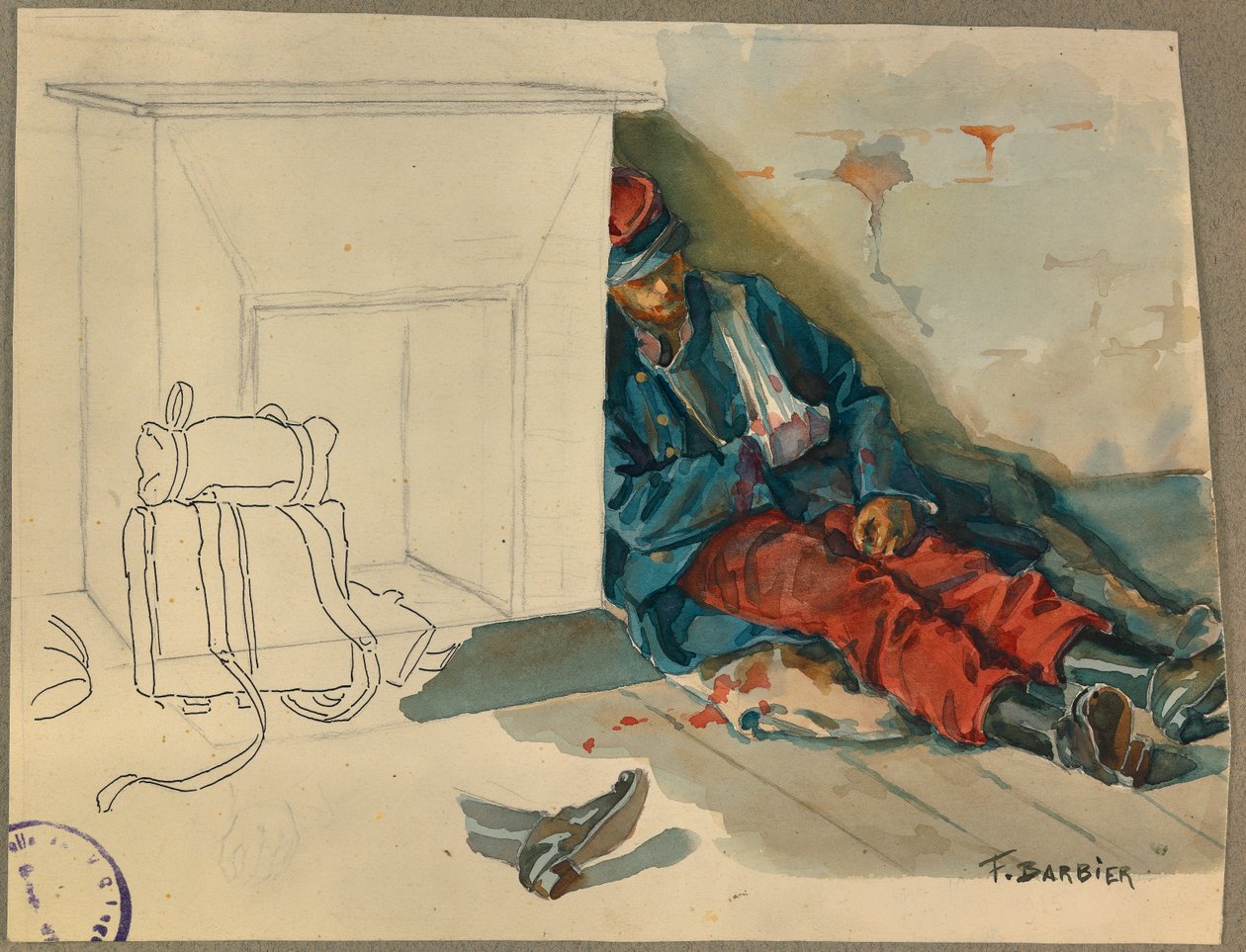 Verwundeter Soldat nach der Schlacht von Vailly von Fernand Barbier