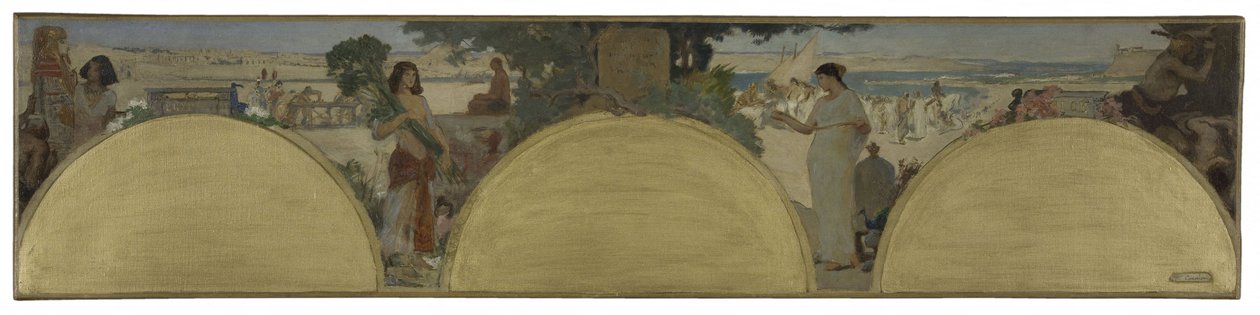 Skizze für das Pariser Rathaus: Geschichte der Schrift - die alten Zeiten, ca. 1890 von Fernand Cormon