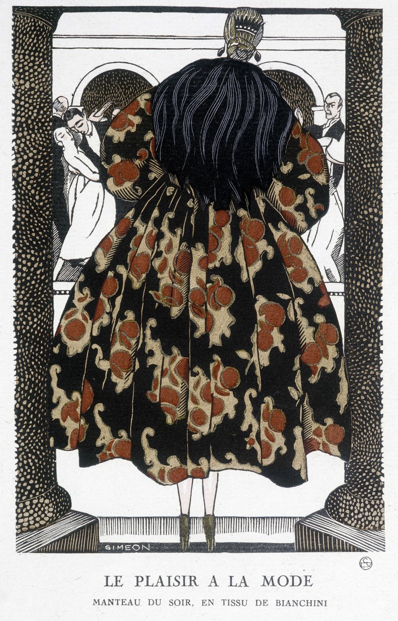 Bianchinis Abendmantel - Illustration von Fernand Simeon (1884-1928), in „Gazette du bon ton“ von Fernand Siméon
