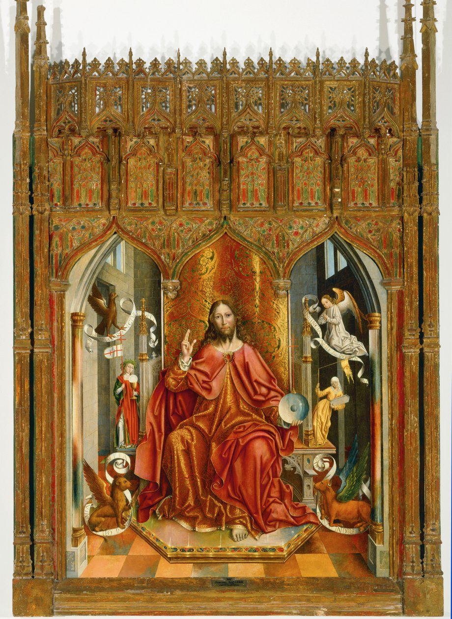 Jesus Christus segnet mit der Kirche und der Synagoge von Fernando Gallego