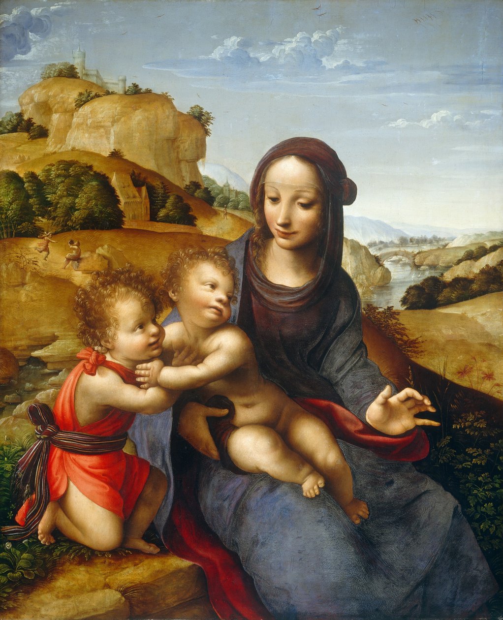 Madonna und Kind mit dem kleinen Heiligen Johannes von Fernando Yáñez de la Almedina