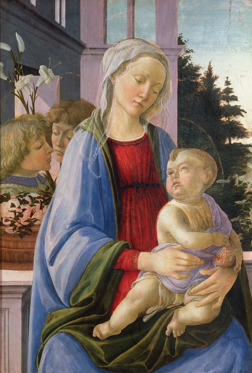 Madonna und Kind mit Engeln (Die Madonna des Granatapfels) von Filippino Lippi