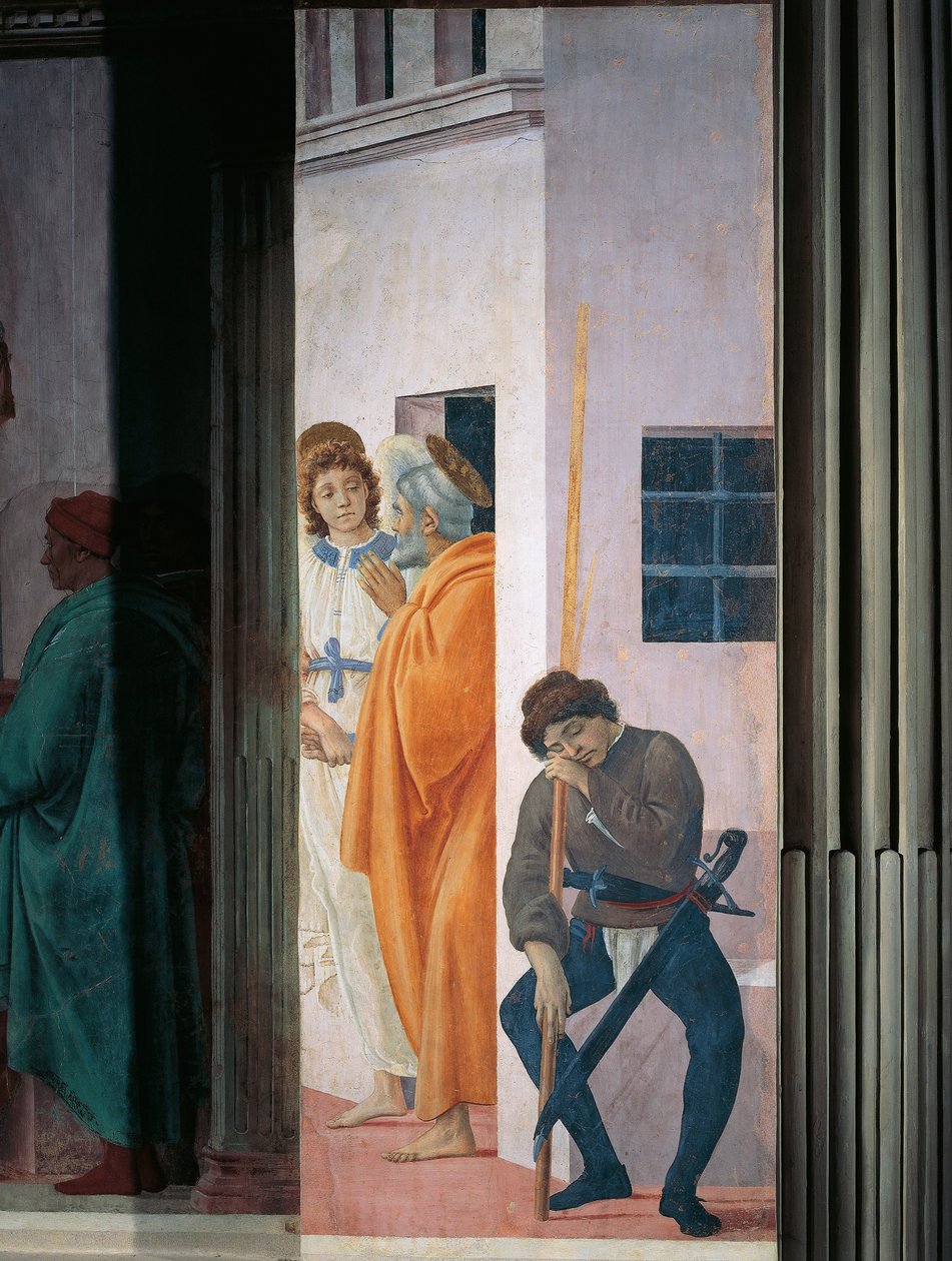 Der heilige Petrus wird aus dem Gefängnis befreit, von Filippino Lippi, Fresko von Filippino Lippi