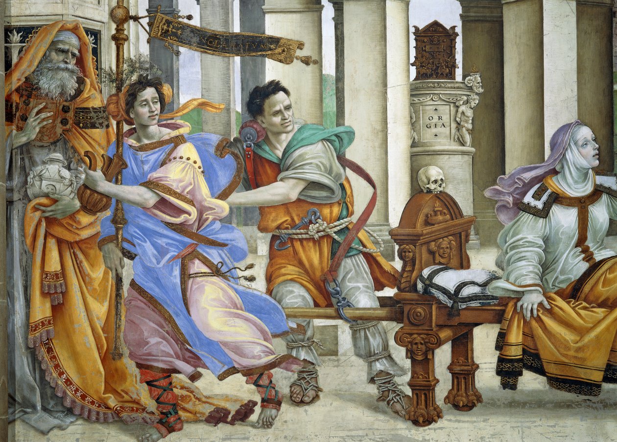St. Johannes der Evangelist erweckt Drusiana zum Leben von Filippino Lippi