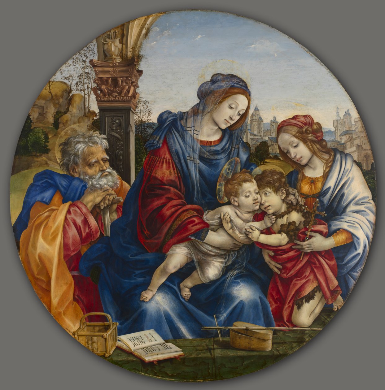 Die Heilige Familie mit Johannes dem Täufer und der Heiligen Margarete, ca. 1495 von Filippino Lippi