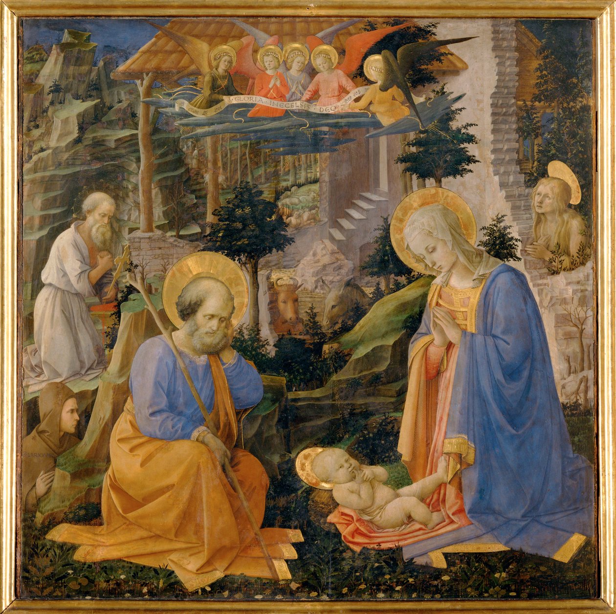 Anbetung des Kindes mit dem heiligen Hilarion und Engeln von Filippo (workshop of) Lippi