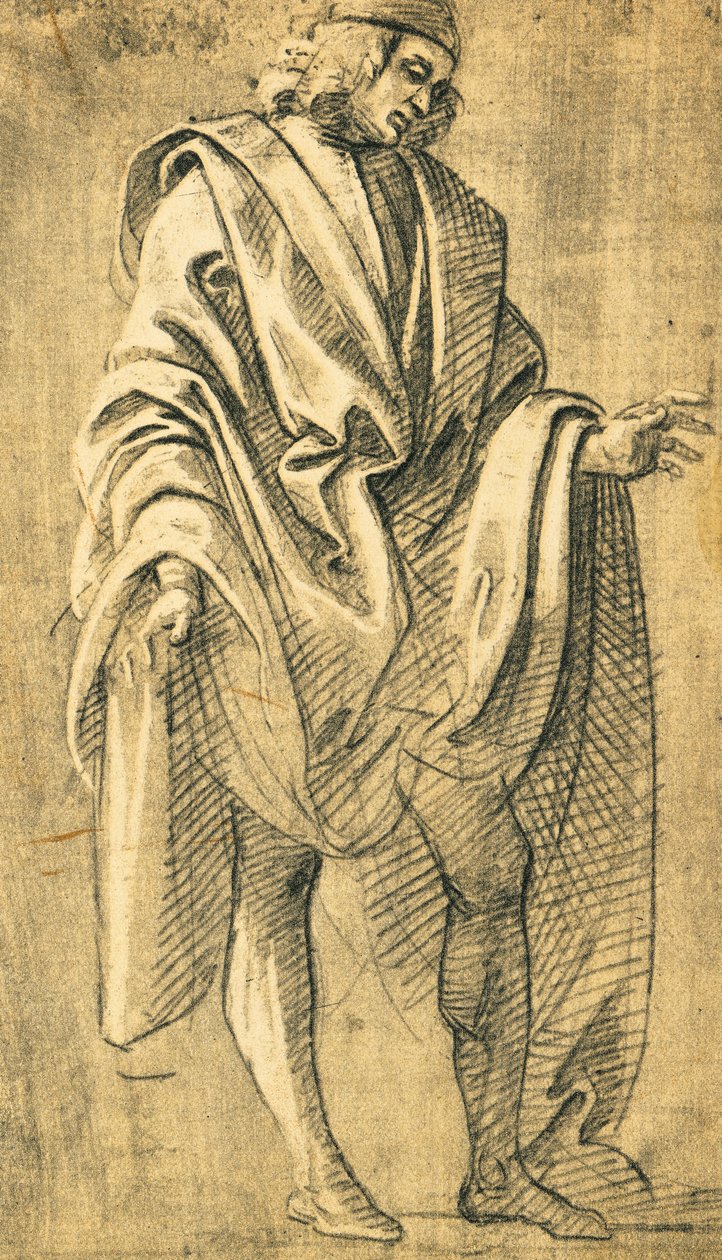 Studie einer männlichen menschlichen Figur, Bleistiftzeichnung von Filippo Lippi von Filippo Lippi