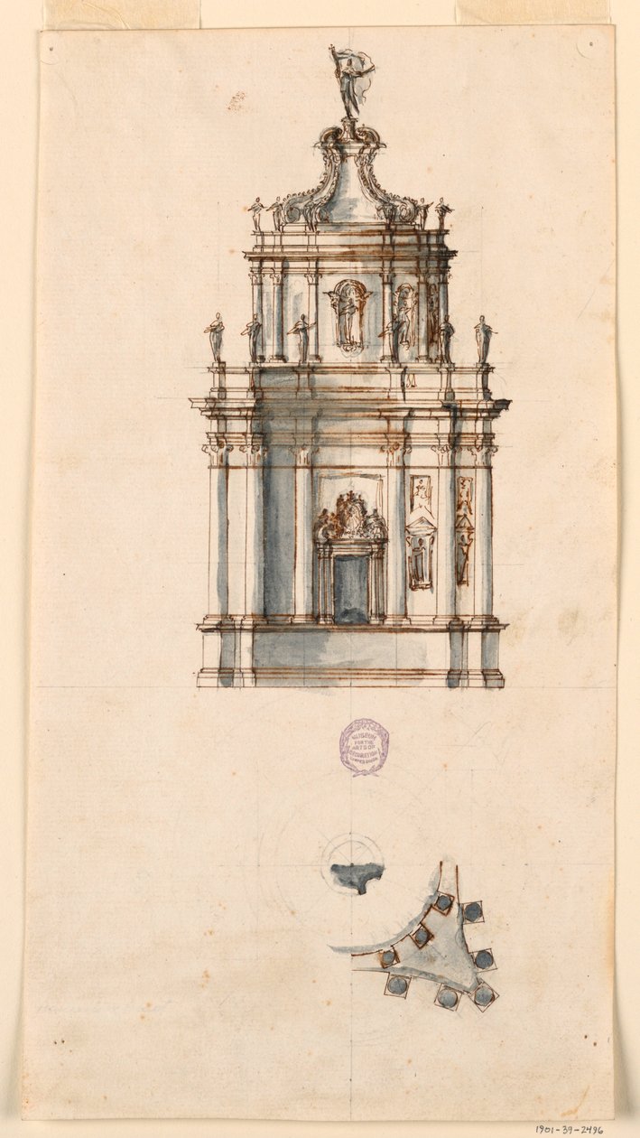 Zeichnung, Entwurf für ein Tabernakel, 1750–1775 von Filippo Marchionni