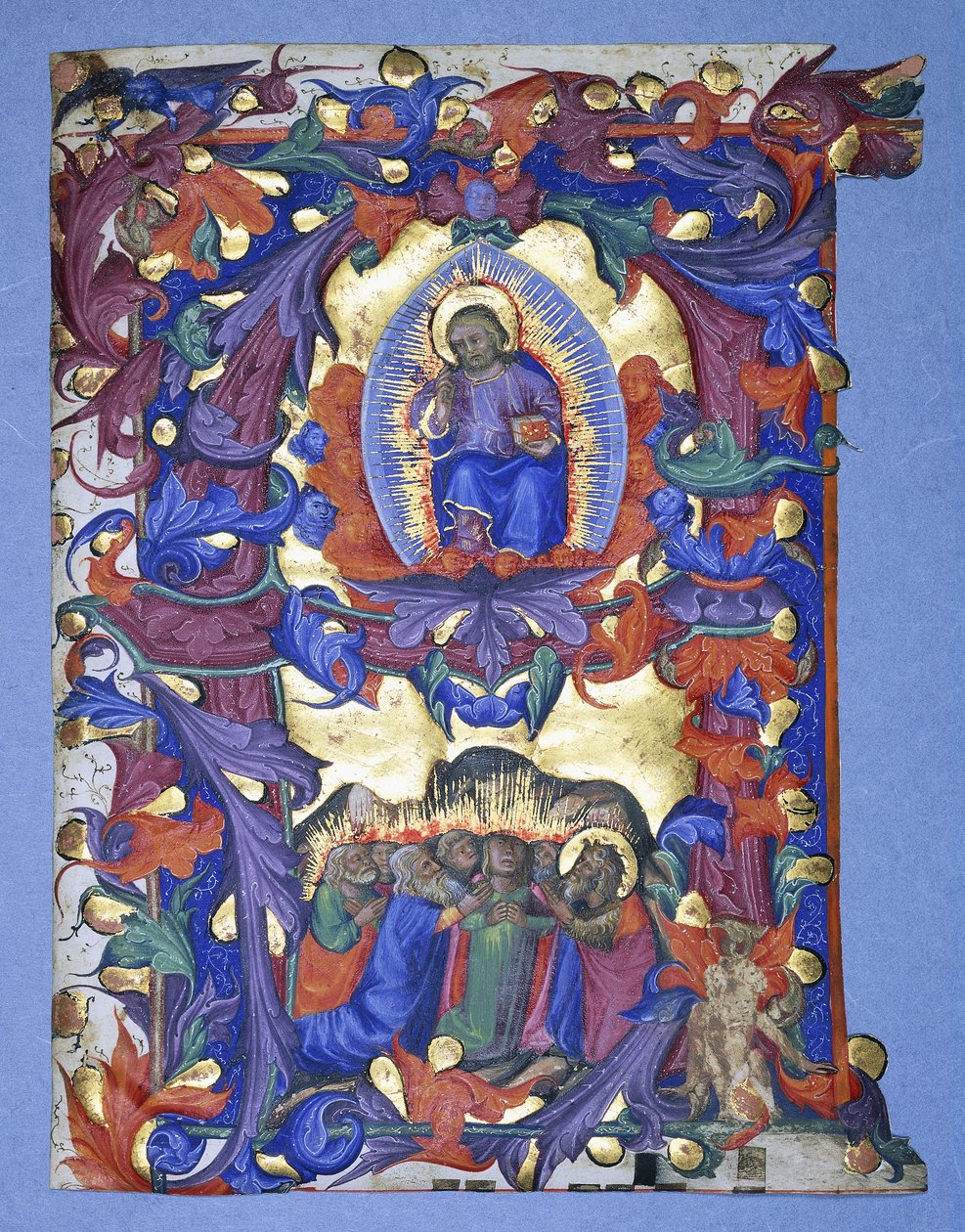 Eine große historiierte "A" mit einer Darstellung der Himmelfahrt, ca. 1450 von Filippo di Matteo Torelli